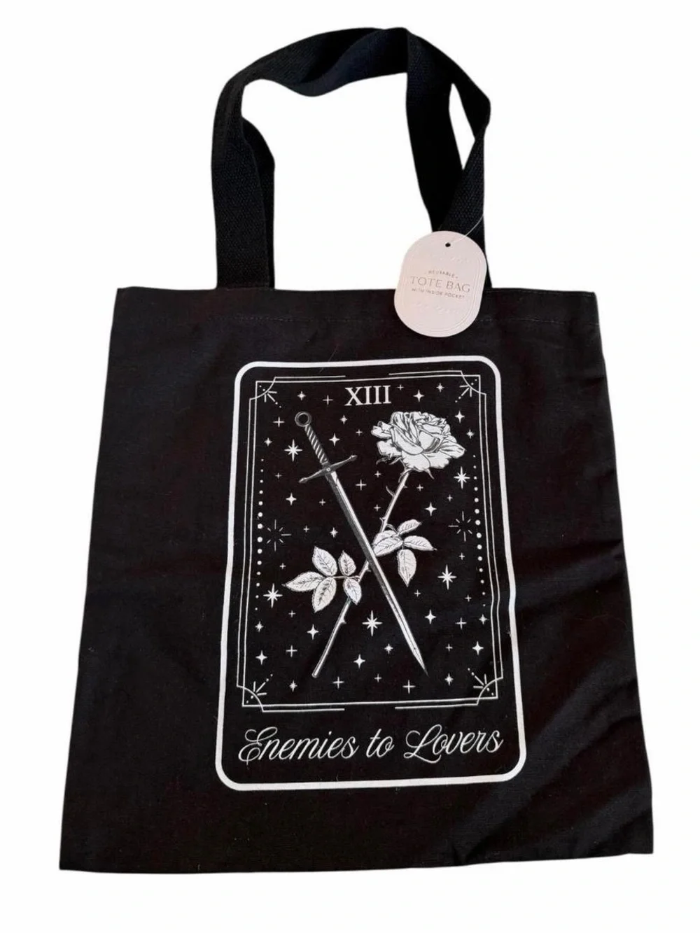 Enemies to Lovers Tarot Card Canvas Tote Bag | Bookish Gothic Shoulder Bag